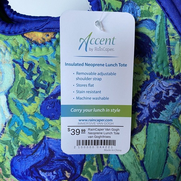 Van Gogh Neoprene Lunch Tote Irises Adjustable Strap Immersive Exclusive NEW - Picture 10 of 13